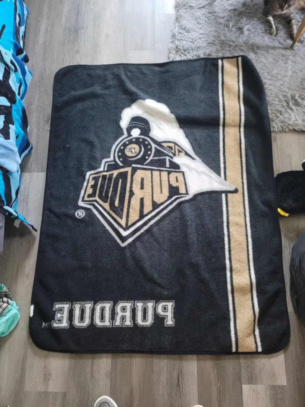 Black and gold Purdue University Boilermakers blanket - approx 44